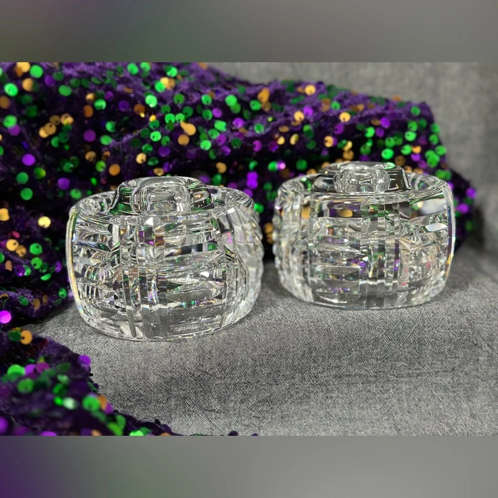 A pair of Waterford Crystal candle votives / holders